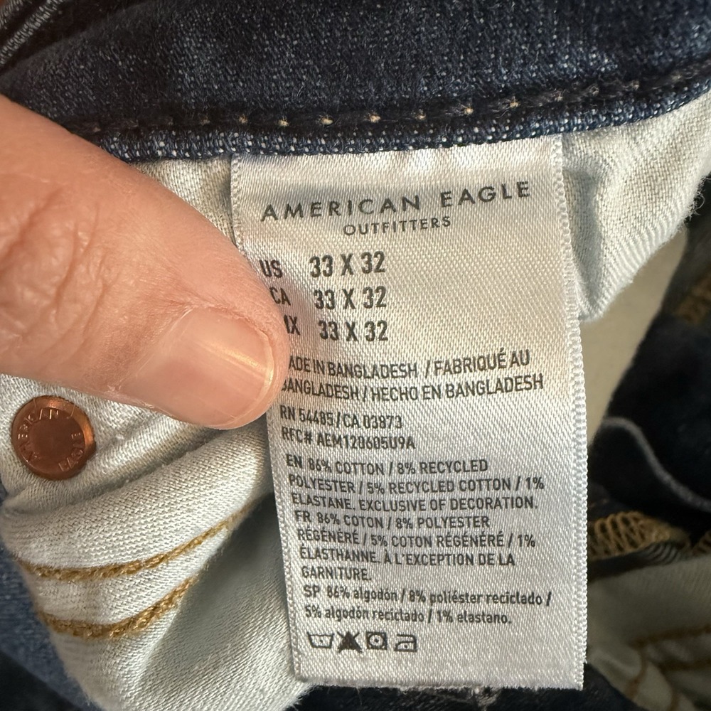 American Eagle Jeans Mens Tag: 33x32 Act:33x29 Straight AirFlex Blue Denim - Picture 4 of 8